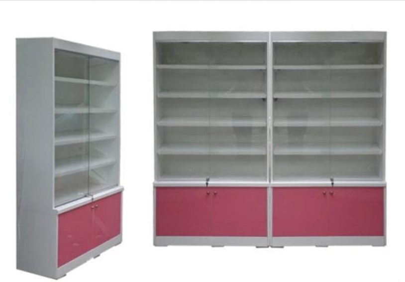 Tủ kệ gỗ cánh kính trưng bày lắp đèn led trang trí KTB20