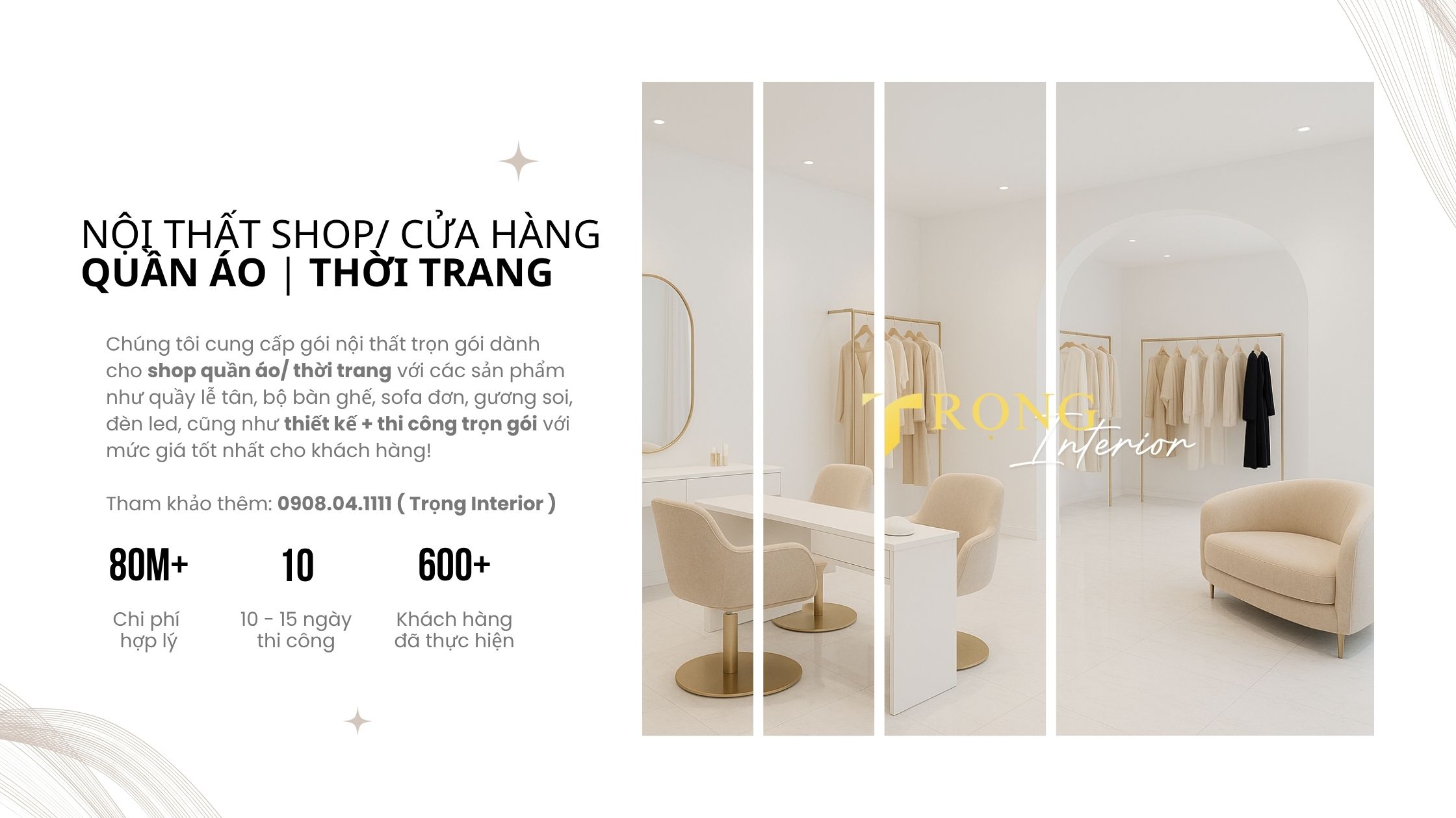 nội thất shop cửa hàng quần áo thời trang trọn gói _ trọng interior