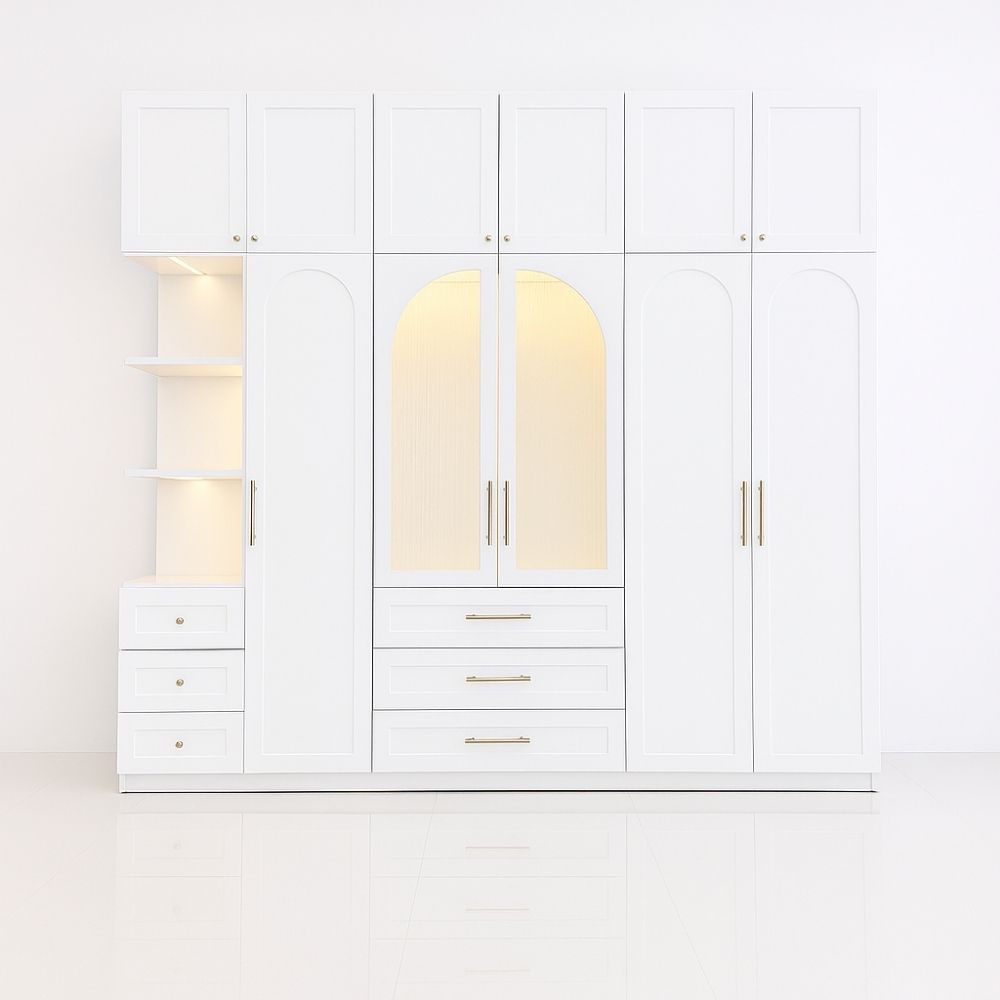 3 Tủ quần áo Ivory Gold Arch Wardrobe Plus màu trắng | Trọng Interior