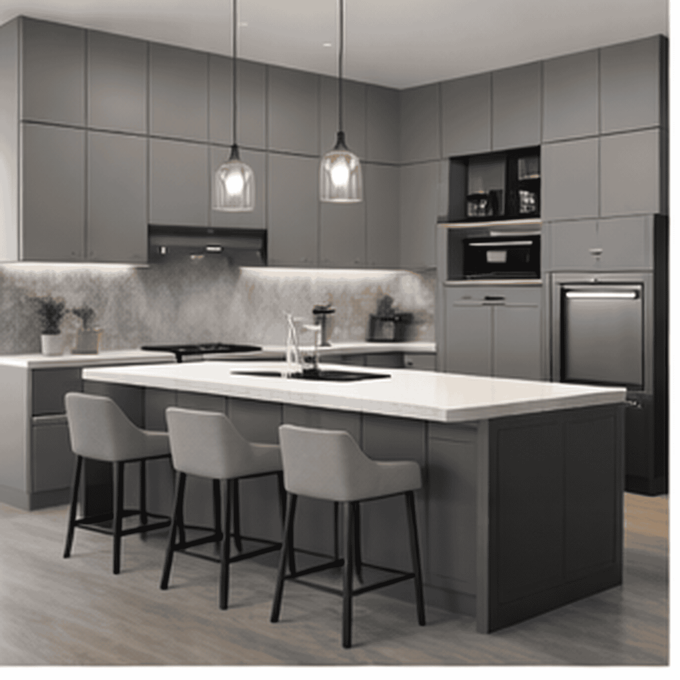 1 Tủ Bếp Modern Island Grey | Trọng Interior