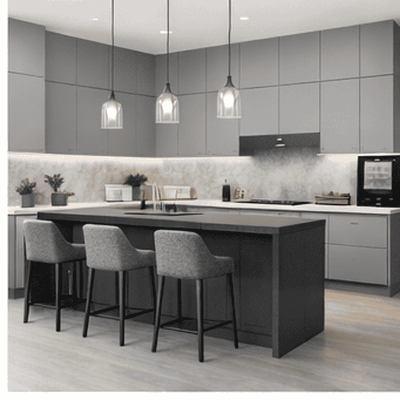 3 Tủ Bếp Đảo Trung Tâm Modern Grey Premium | Trọng Interior