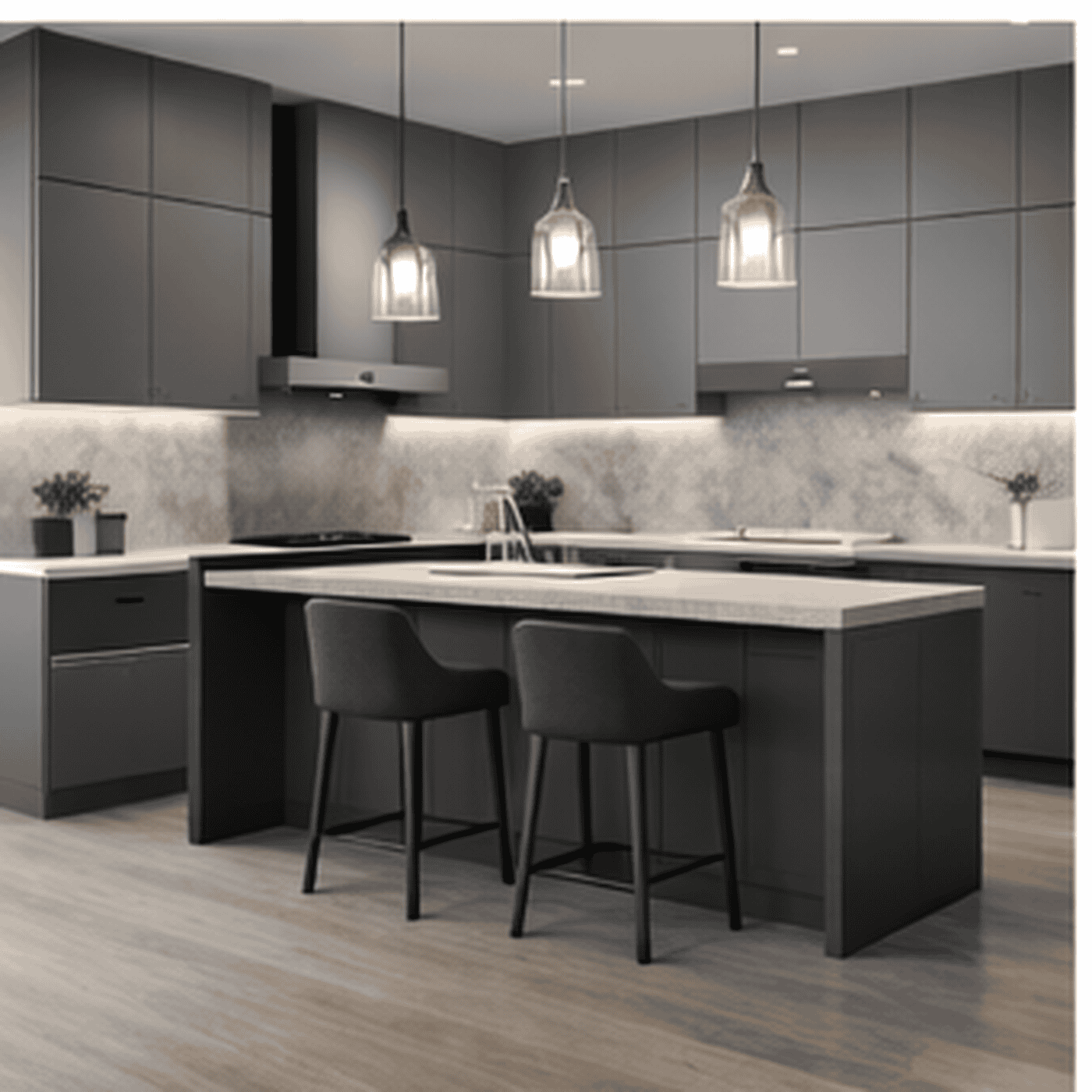 7 Tủ Bếp Chữ L Hiện Đại Grey Stone | Trọng Interior