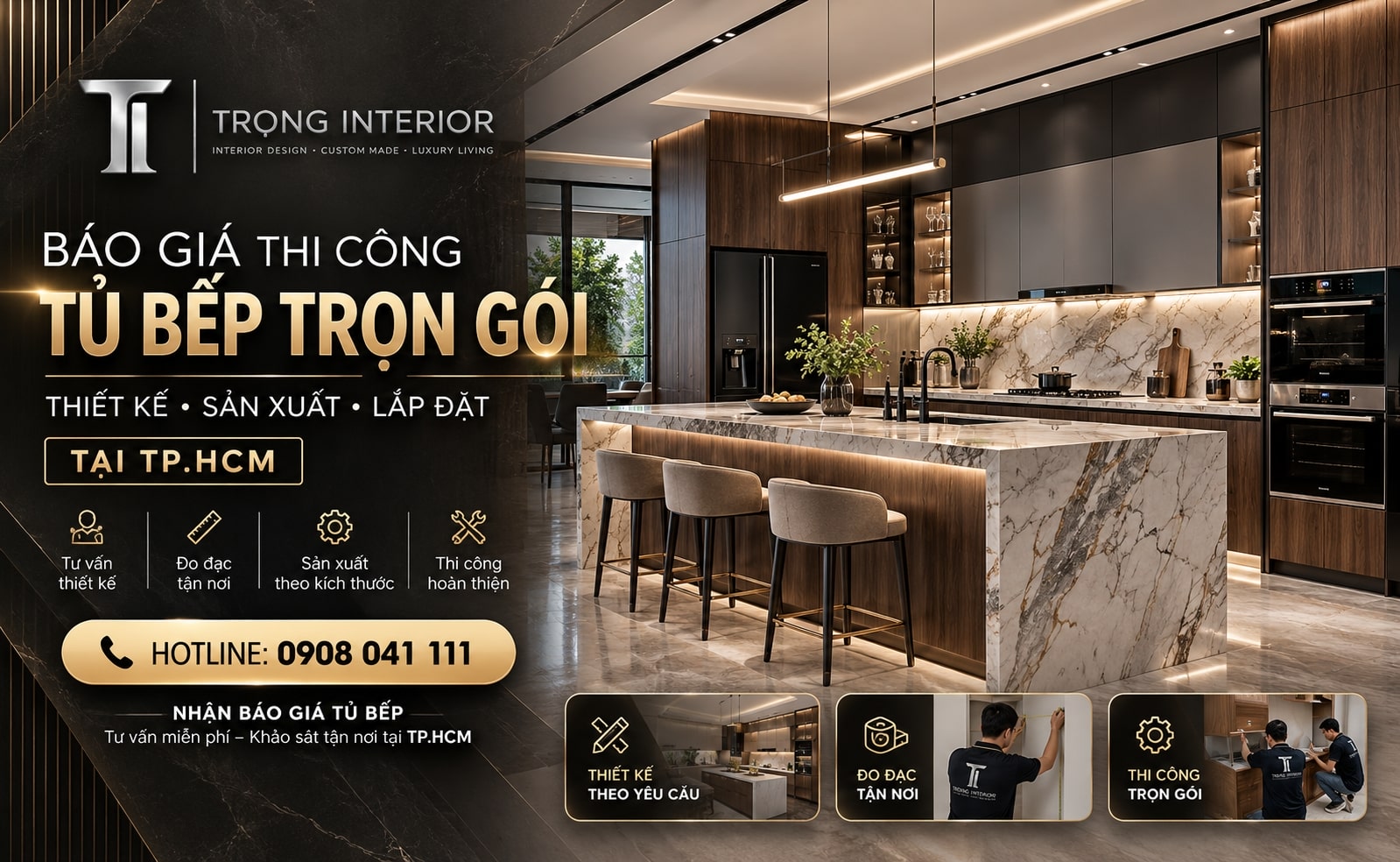 Báo giá thi công tủ bếp trọn gói hcm