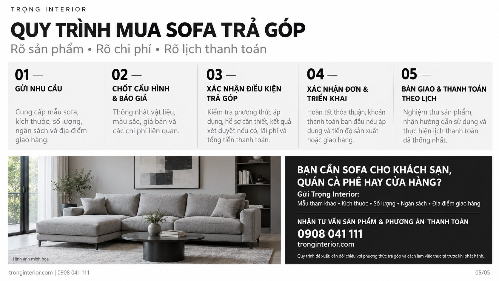 Mua Sofa Trả Góp Tại Trọng Interior: Mẫu Đẹp, Tư Vấn Chi Tiết 12 Quy trình mua sofa trả góp-5